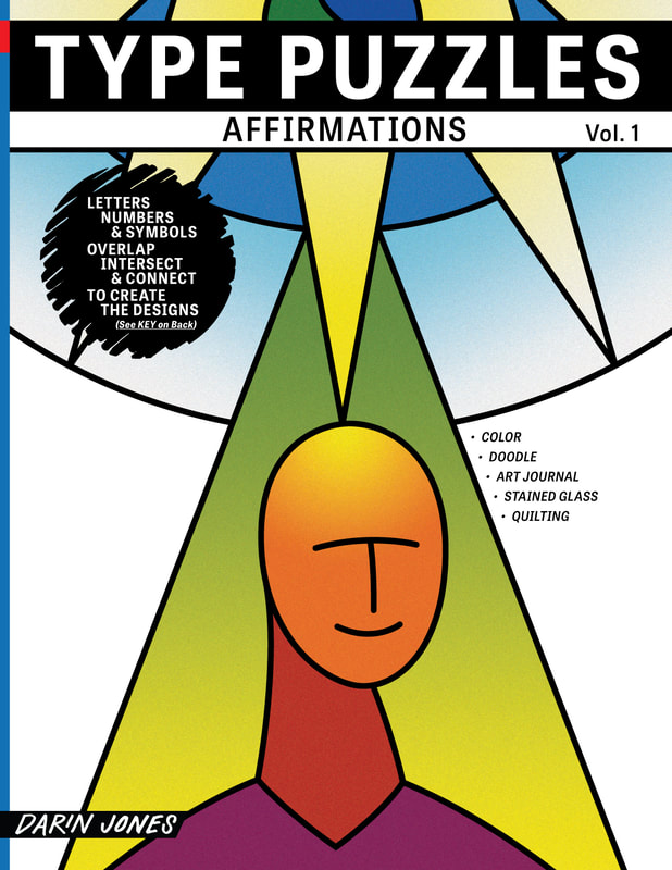 Type Puzzles Affirmations, Vol. 1 color, doodle, art journal book by Darin Jones
