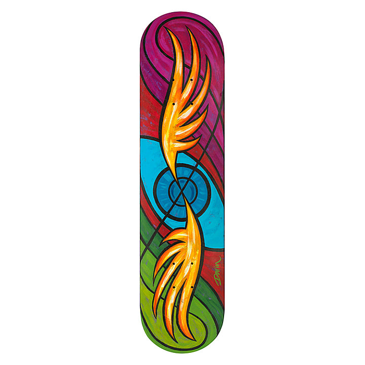 AIRBORNE (skate deck) © Darin Jones, 7.6x31 in., Acrylic on Wood
