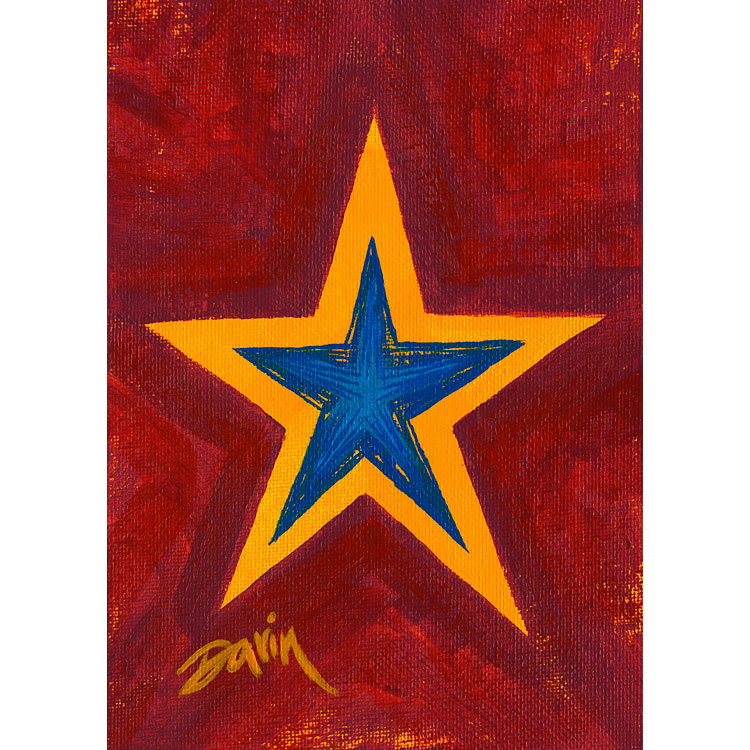 STAR BLUE-YELLOW © Darin Jones, 5x7 in., Acrylic on Canvas Panel