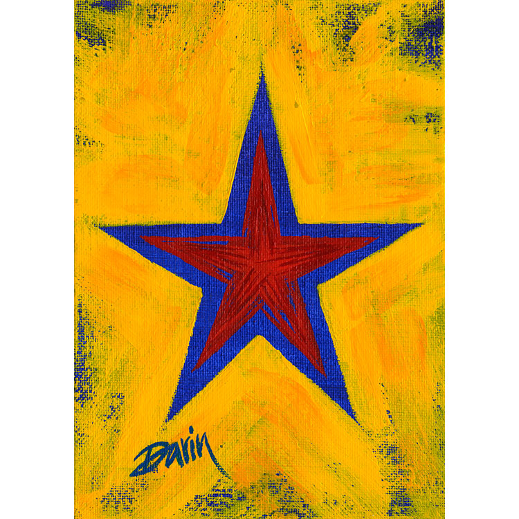 STAR RED-BLUE © Darin Jones, 5x7 in., Acrylic on Canvas Panel